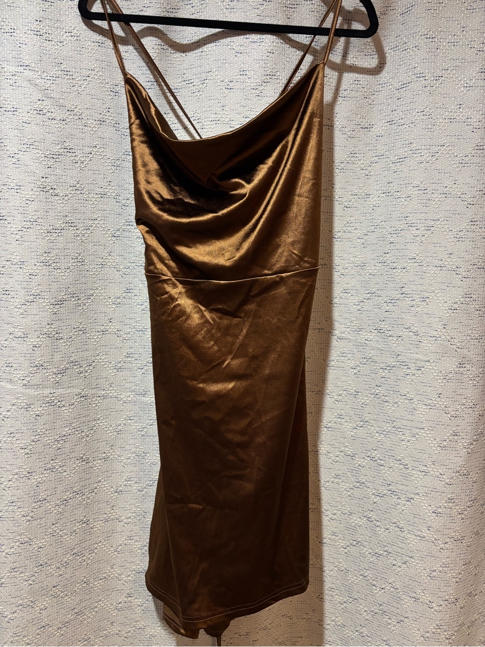 Brown Satin Backless Lace-Up Mini Dress